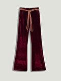 Nocturne Kemerli Bootcut Kadife Pantolon