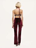 Nocturne Kemerli Bootcut Kadife Pantolon