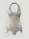 Nocturne Yılan Desenli Balenli Korse Body
