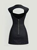 Nocturne Sırt Dekolteli Mini Denim Elbise