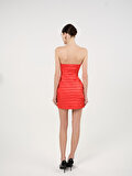 Nocturne Plise Detaylı Straplez Mini Elbise