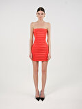 Nocturne Plise Detaylı Straplez Mini Elbise