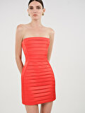 Nocturne Plise Detaylı Straplez Mini Elbise