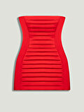 Nocturne Plise Detaylı Straplez Mini Elbise