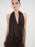 Nocturne Drape Detaylı Halter Yaka Maxi Elbise