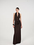 Nocturne Drape Detaylı Halter Yaka Maxi Elbise