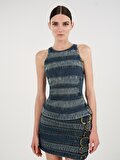 Nocturne Halter Yaka Denim Bluz