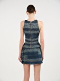 Nocturne Halter Yaka Denim Bluz