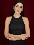 Nocturne Halter Yaka Denim Bluz