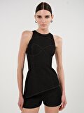Nocturne Halter Yaka Denim Bluz