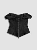 Nocturne Korse Görünümlü Denim Büstiyer