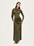Nocturne Drape ve Burgu Detaylı Maxi Elbise