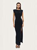 Nocturne Drape Detaylı Yırtmaçlı Maxi Elbise