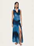 Nocturne Batik Desenli Yırtmaçlı Maxi Elbise