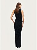 Nocturne Burgu ve Drape Detaylı Maxi Elbise