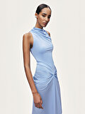 Nocturne Drape Detaylı Dik Yaka Maxi Elbise