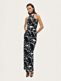 Nocturne Desenli Halter Yaka Maxi Elbise