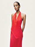 Nocturne Asimetrik Detaylı Halter Yaka Maxi Elbise