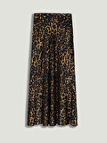 Nocturne Leopar Desenli Midi Çan Etek