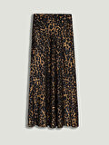 Nocturne Leopar Desenli Midi Çan Etek