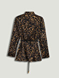 Nocturne Kemer Detaylı Leopar Desenli Ceket