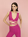 Bel Bağlamalı Crop Top