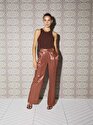 Parlak Bronz Geniş Paça Pantolon
