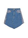 Desen Baskılı Mini Jean Etek