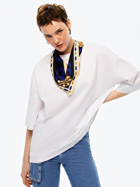 Fular Detaylı Oversize T-Shirt