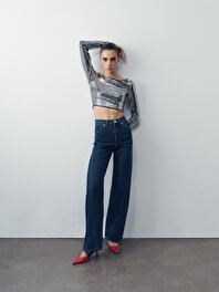 Yüksek Bel Denim Pantolon