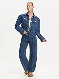 Ön Kulplu Balon Denim Pantolon