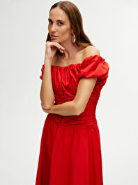 Drape Tasarımlı Midi Elbise