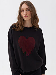 Oversize Taş Baskılı Sweatshirt