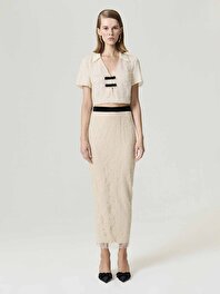 İnci İşlemeli Maxi Etek