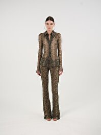 Yılan Desenli Flare Pantolon
