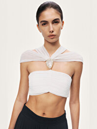 Aksesuar Detaylı Şifon Bağlamalı Büstiyer