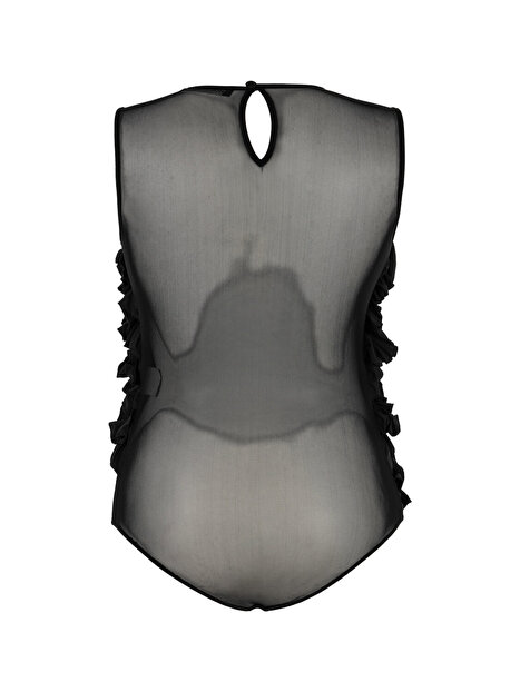 Fırfır Detaylı Tül Body