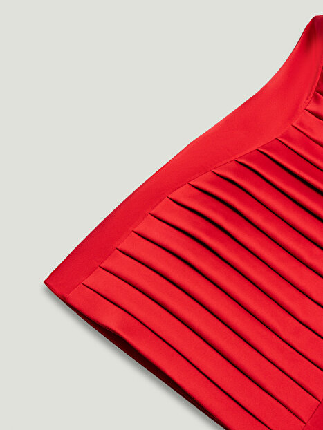 Plise Detaylı Straplez Mini Elbise