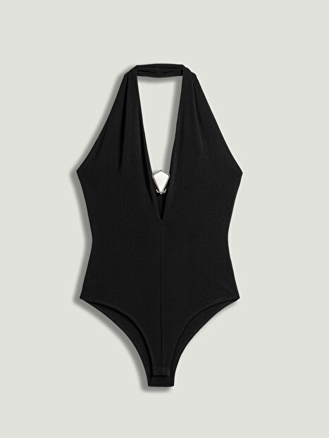 Aksesuarlı Halter Yaka Body
