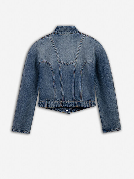 Dik Yaka Denim Ceket