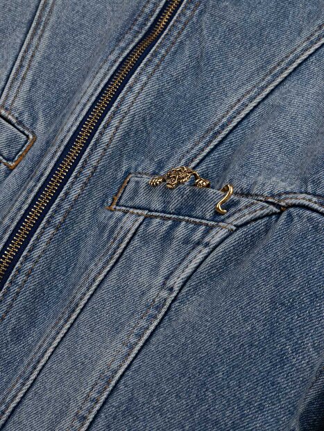 Dik Yaka Denim Ceket
