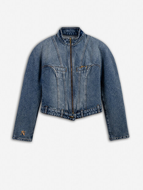 Dik Yaka Denim Ceket