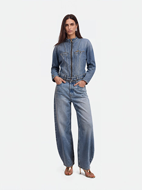 Dik Yaka Denim Ceket