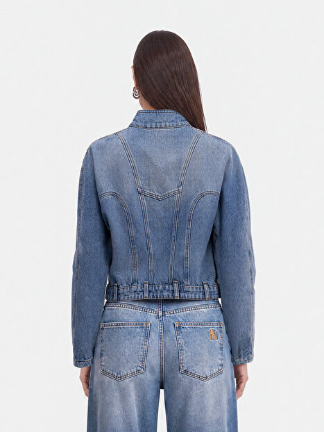 Dik Yaka Denim Ceket