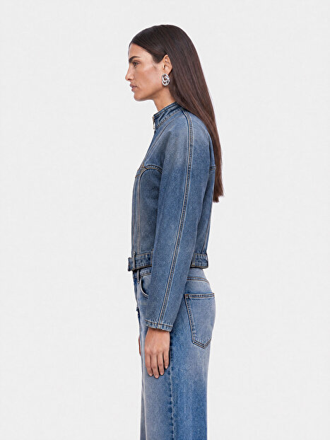 Dik Yaka Denim Ceket