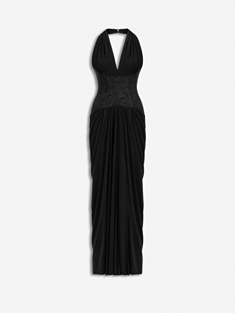 Halter Yaka Maxi Elbise