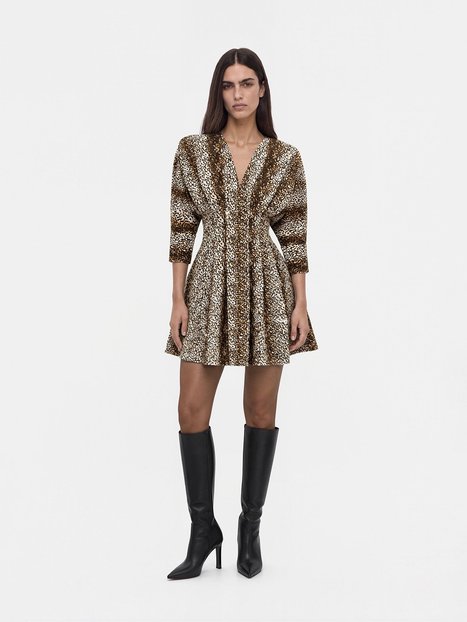 Leopar Desenli Mini Elbise