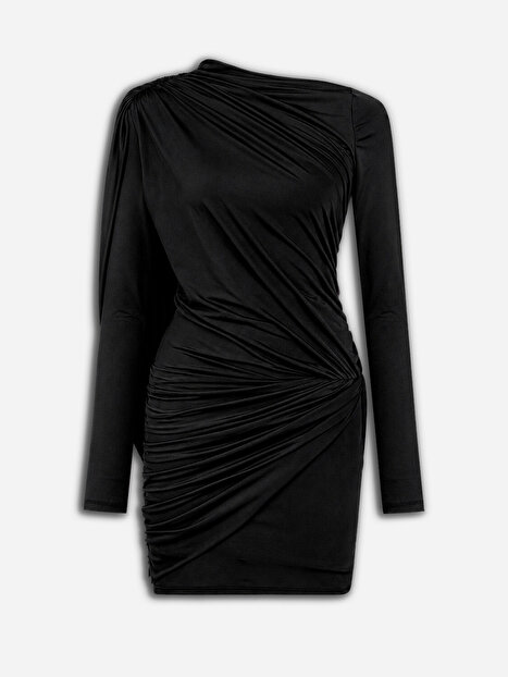 Drape Detaylı Mini Elbise