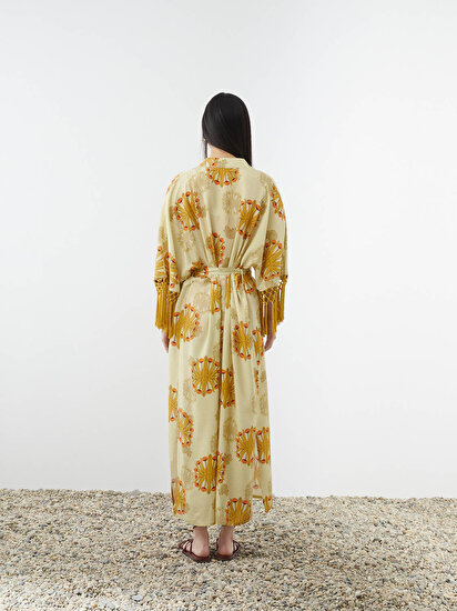 Püskül Detaylı Desenli  Kimono