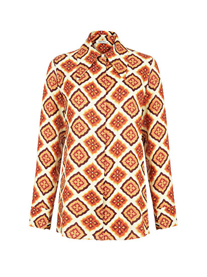 Oversize Desenli Gömlek